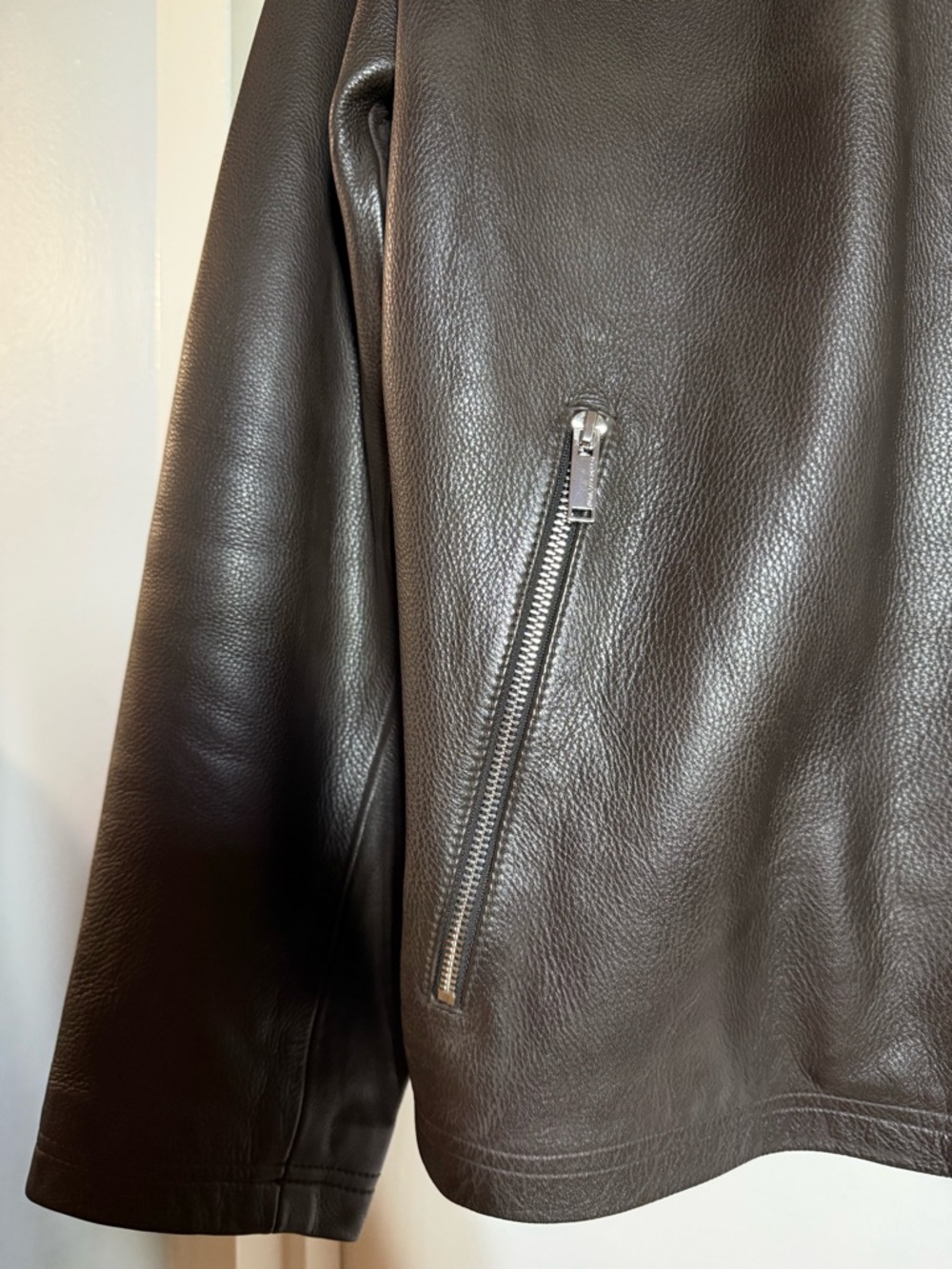 Karl Lagerfeld Men's Brown Leather Zipper Jacket - Picture 6 of 13